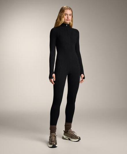 Oysho Термокомбинезон Base Layer в рубчик, черный