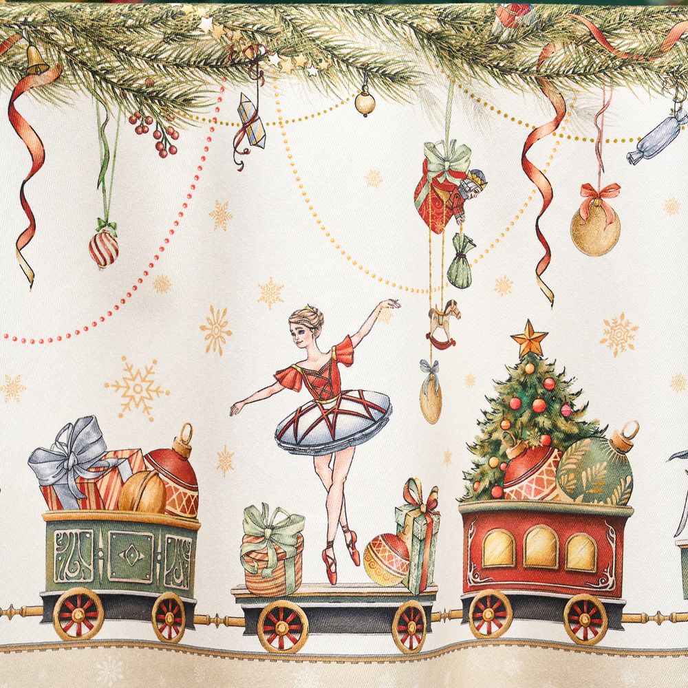 СКАТЕРТЬ КРУГЛАЯ "ЩЕЛКУНЧИК" ,220СМ БЕЖЕВЫЙ 100% ХЛОПОК , ТВИЛ