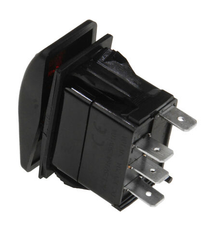 Переключатель трехпозиционный (ON)-OFF-(ON) 12В/20А 4Р с подсветкой без фиксации