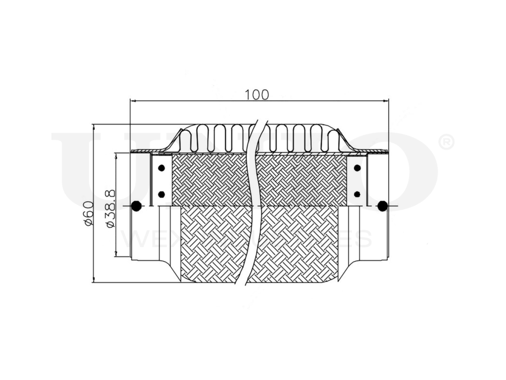 Гофра глушителя 38x100 мм InnerBraid UNIO EXP-38100