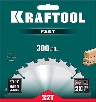 KRAFTOOL Fast, 300 х 30 мм, 32Т, пильный диск по дереву (36950-300-30)