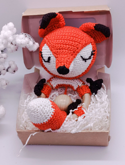 Лисенок, ручная работа, детская игрушка, погремушка