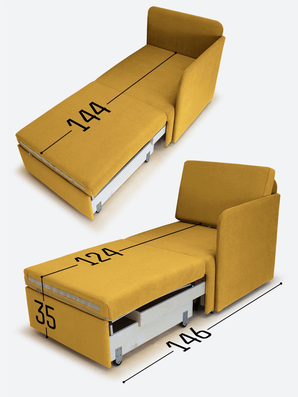 Кресло-кровать "Миник" с левым подлокотником, под левую руку