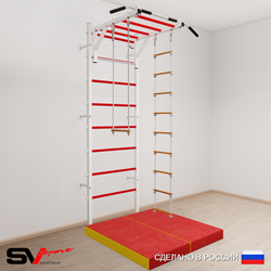 Шведская стенка Sv Sport усиленная 6384 (Турник рукоход/Лестница/Трапеция/Мат 1м)