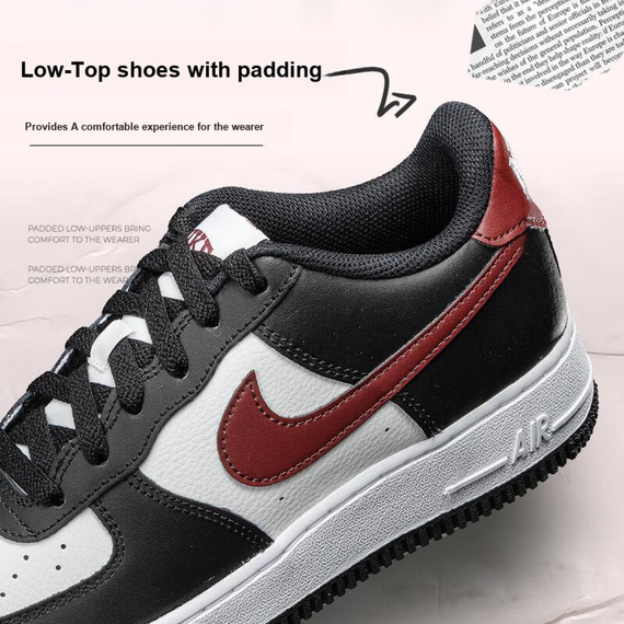 Nike Air FORCE 1 Детские Скейтбординги Низкие кроссовки Черно-белая панда Юнисекс