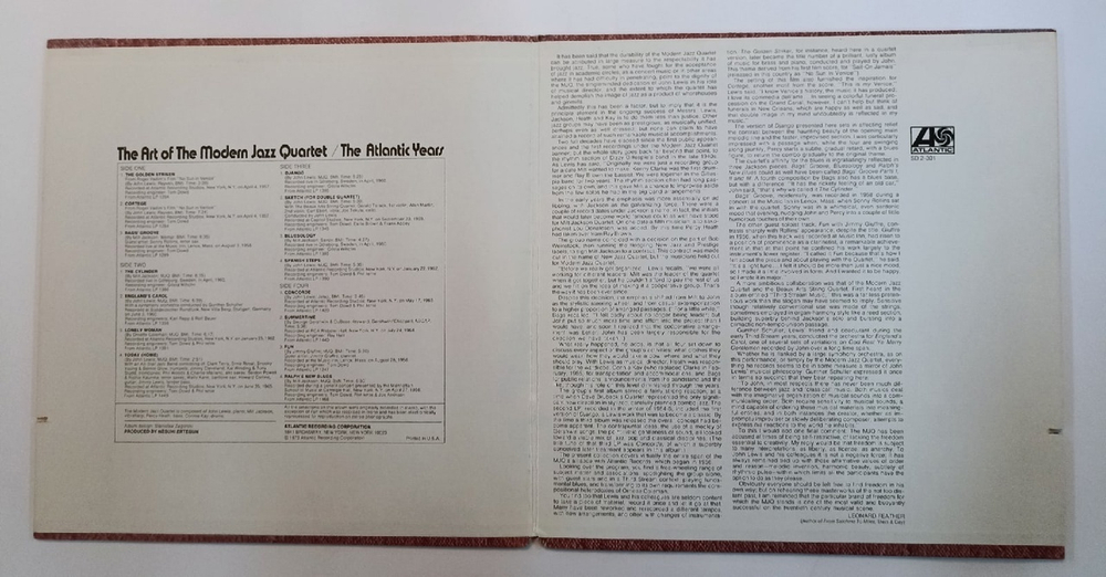 Винтажная виниловая пластинка The Modern Jazz Quartet The Art Of The Modern Jazz Quartet - The Atlantic Years 2LP (US 1973)