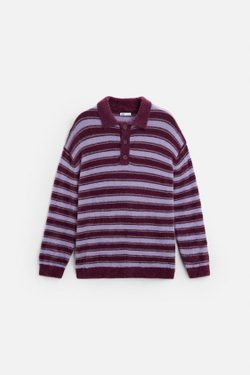 ZARA ПОЛО ИЗ ВОРСИСТОГО ТРИКОТАЖА, ЛИЛОВЫЙ