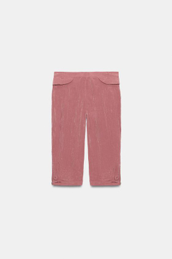 ZARA СВОБОДНЫЕ БРЮКИ КАПРИ, ТЕМНО-РОЗОВЫЙ