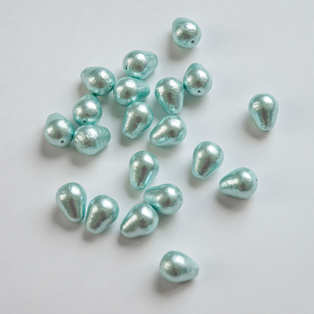 Хлопковый жемчуг, оттенок "Aqua", капля 16*20мм, сквозное отверстие