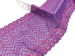 Эластичное кружево, 22см, Италия, сирень и розовый, (Арт: EKI-008), м