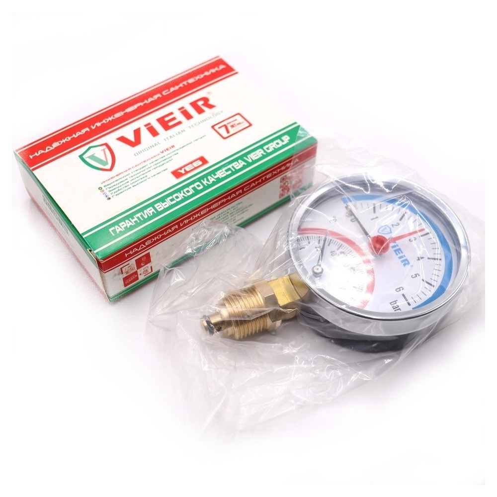 Термоманометр VIEIR радиальный d-80мм 6 БАР 1/2 YE6 (50/1)