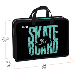 Папка с ручками 1 отделение, А4 "Skateboard", 340*245*75мм, пластик, на молнии, Först