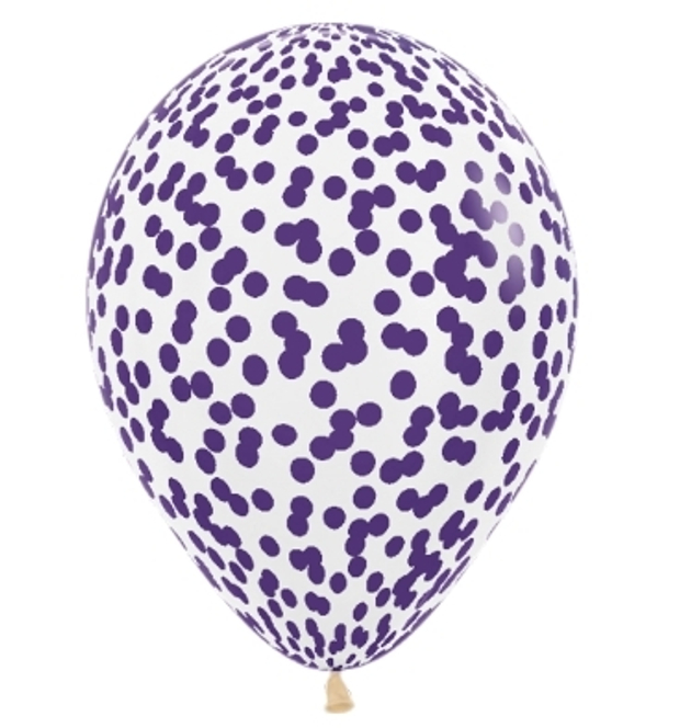 Шар (30см) с конфетти, фиолетовый