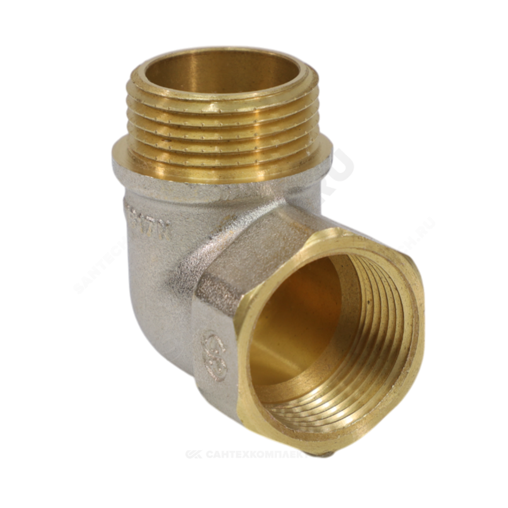 Угольник латунь никель Ду 15 (1/2") ВР/НР 9002 ГОСТ 32585-2013 Aquasfera 9002-01
