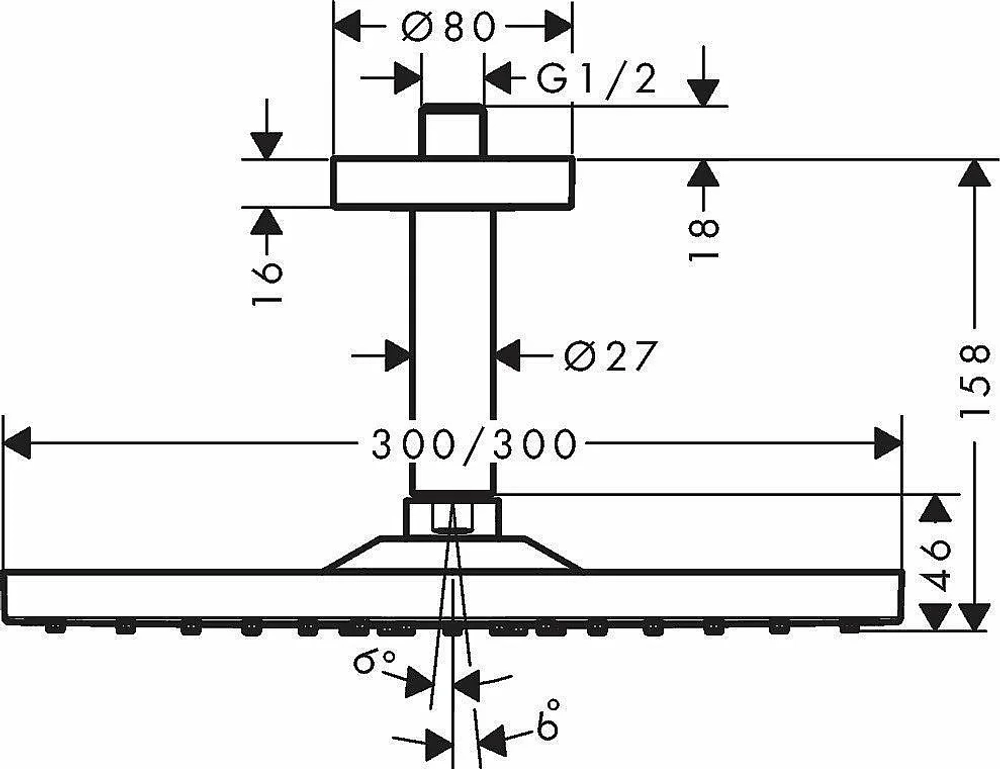 Верхний душ Hansgrohe Raindance E 300 1jet 26250700