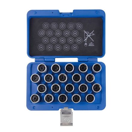 Цена на KING TONY (9BW0120) Набор насадок для монтажа/демонтажа секреток колес VW, 20 предметов