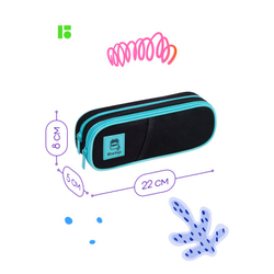 Пенал мягкий 2 отделения, 220*80*50 Berlingo "Clever cat", полиэстер, внутренн