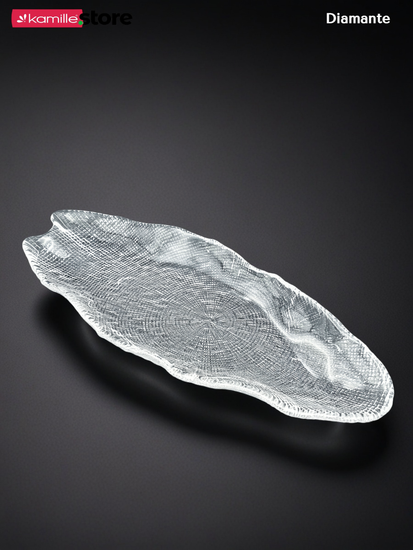 Блюдо фигурное овальное 42 см. из стекла Diamante