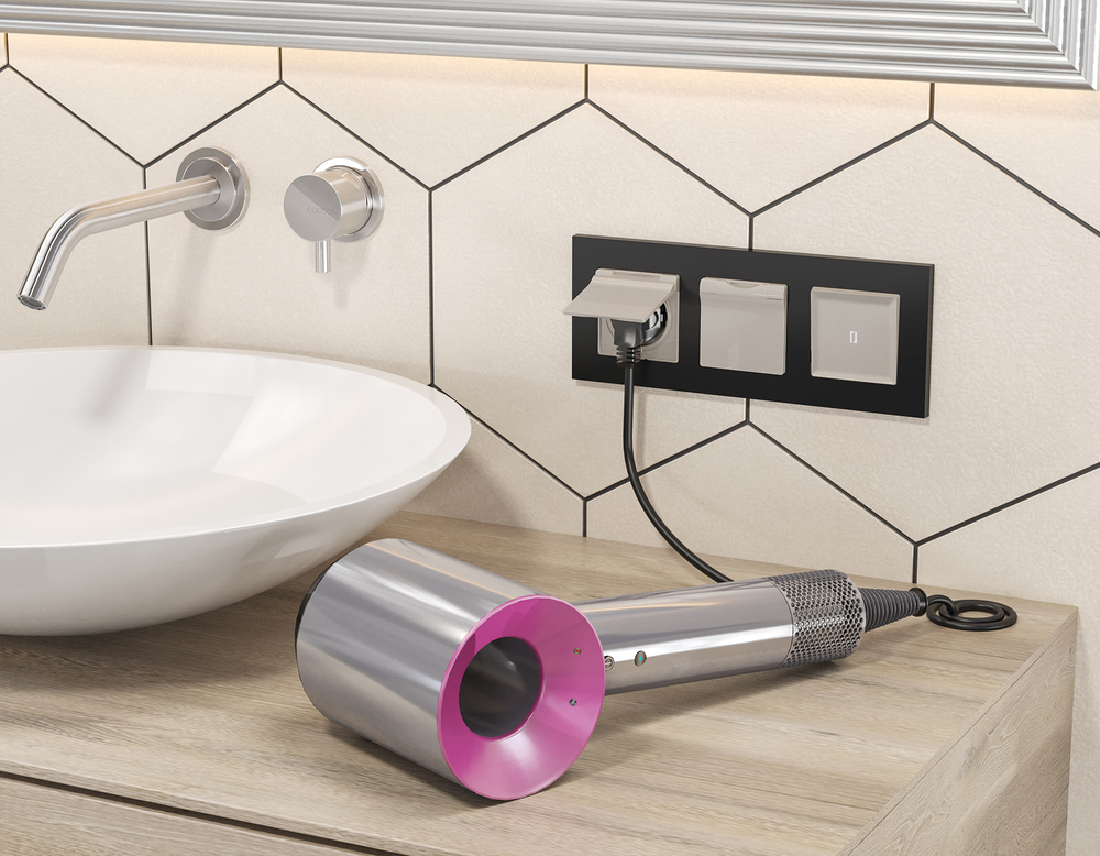 MA368010 Комплект механизма электрической розетки ALFA Серо-бежевый матовый с/з с шторками и крышкой IP44 QUANT (AP3680, VM141)