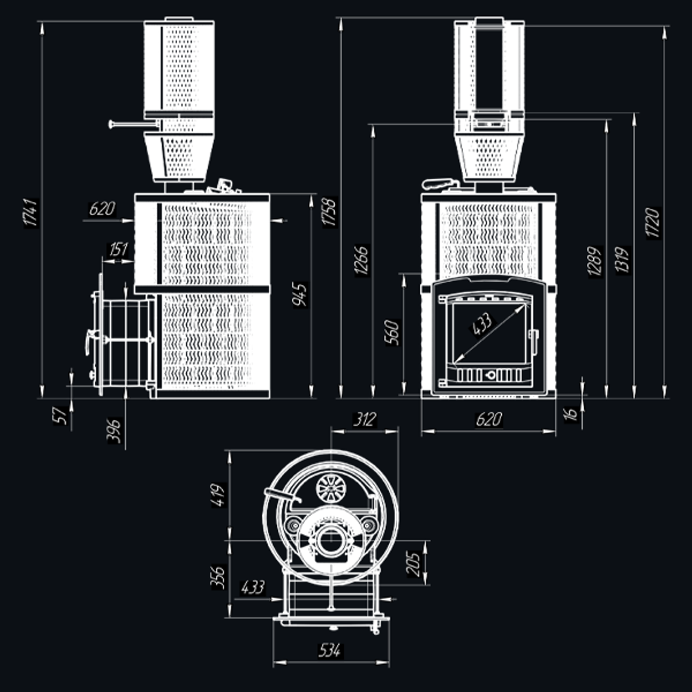 Печь для бани Авангард ЗК 40 (П2) Ураган в круглой сетке