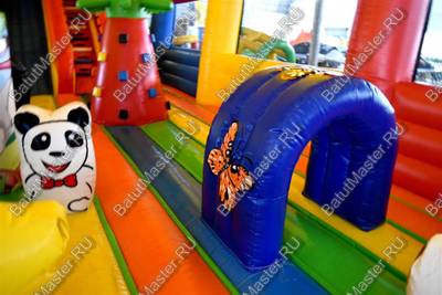 Надувной батут "Страна Сафария" с крышей и высокими горками 12*7*6 м