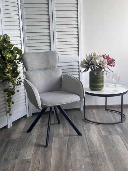 Стул LONG 360 град. поворот. NS10 Серый, букле / черный каркас