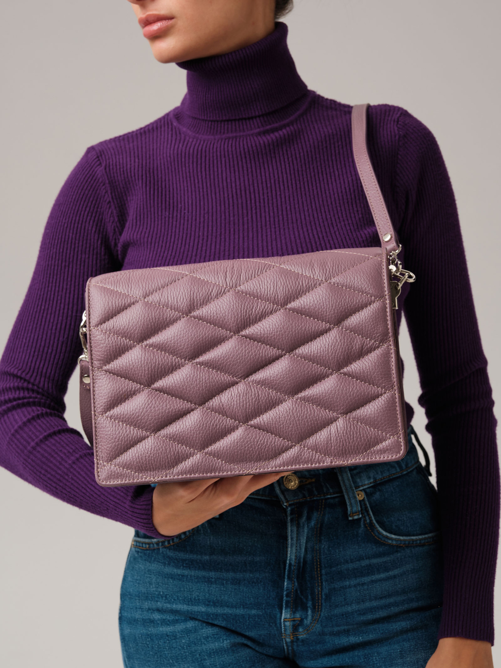 Кожаная сумка Azaro 30795 лиловая тень