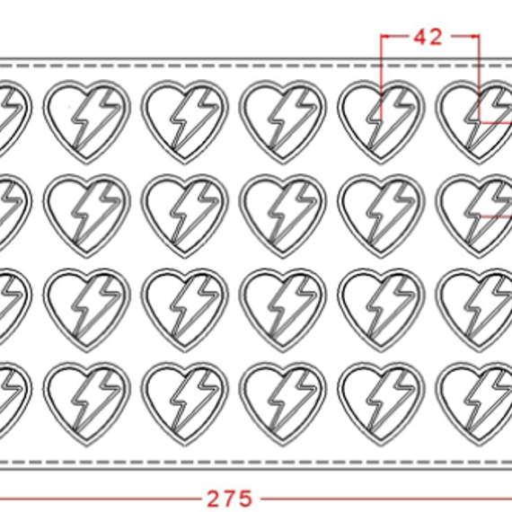 757 | Форма для шоколадных конфет &quot;Сердце электро&quot; (275*175мм)