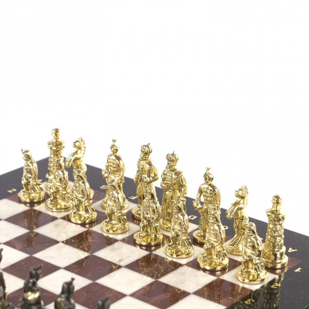 Шахматы бронзовые "Турецкие" доска 32х32 см мрамор лемезит G 121373