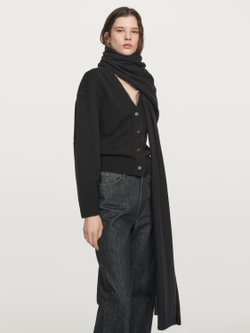 Massimo Dutti Кардиган из смесовой шерсти с V-образным вырезом, черный