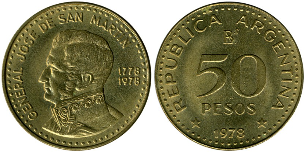 Аргентина 50 песо, 1978 Хосе де Сан-Мартин aUNC