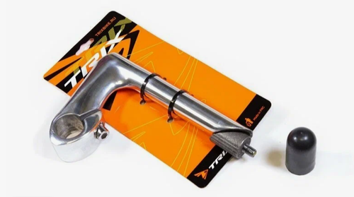 Вынос руля TRIX, алюминиевый кованый, Road, для резьбовой вилки 1", под руль  25,4-26,0мм, одноболтовый, l-100мм, угол -17°, серебристый (50)