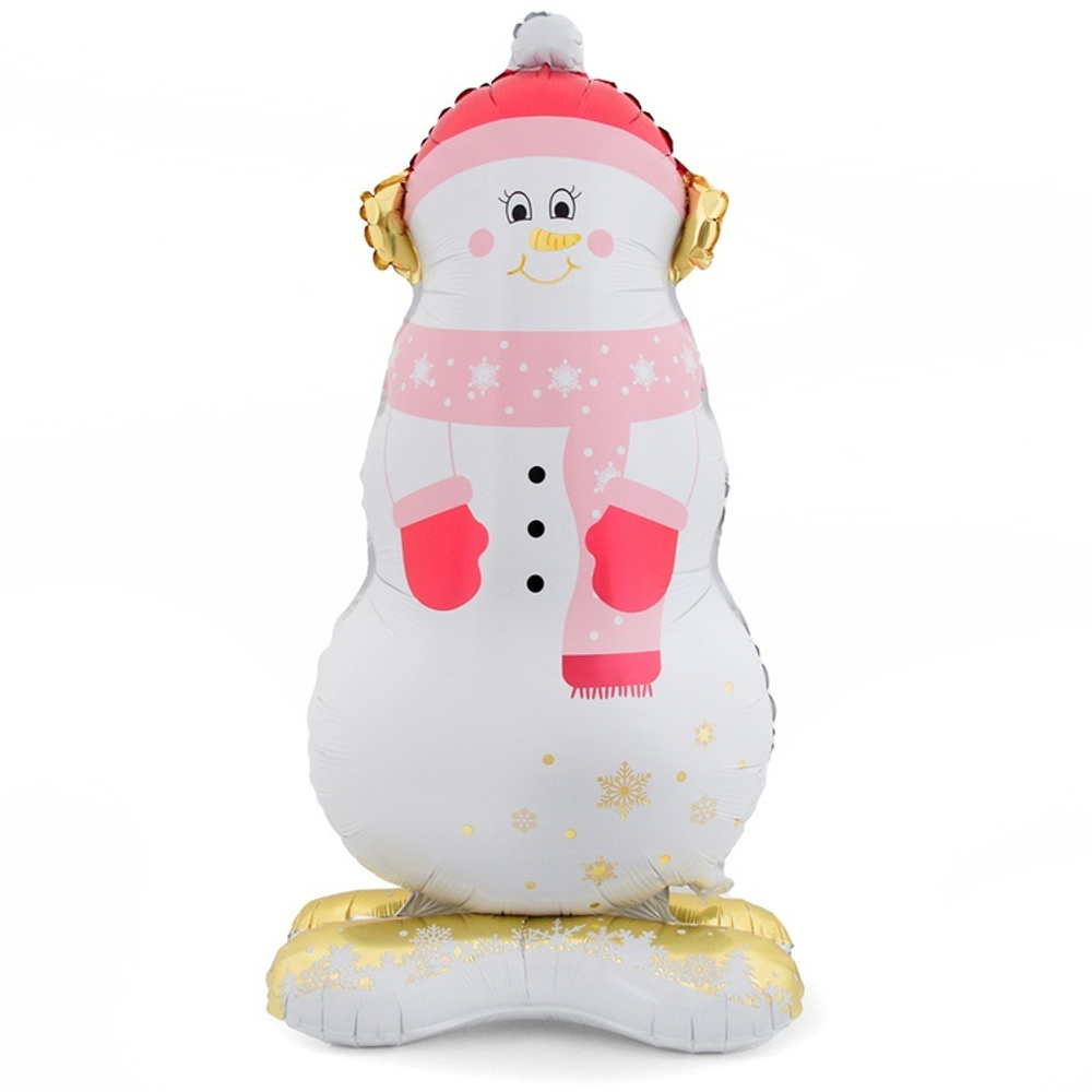Ростовой шар "Снеговик в розовом шарфе" 119 см