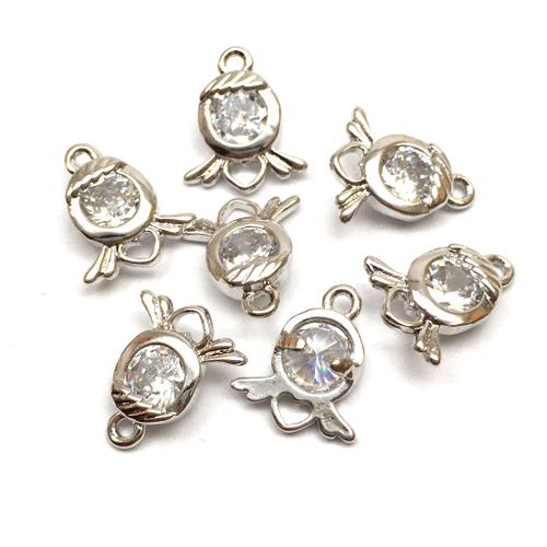 Коннектор с фианитом 11х9 мм, родий