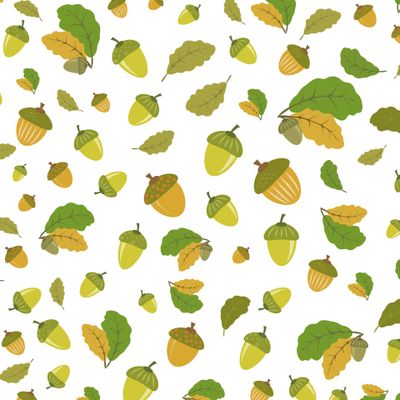 Autumn pattern with acorns and oak leaves