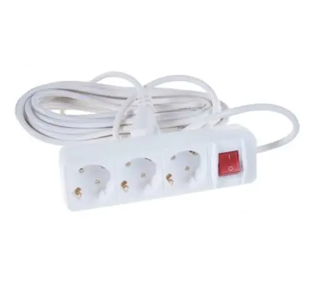 Удлинитель Союз, 3 гнезда, 10 метра с заземлением ПВС 2200Вт 3x0.75мм² (25)