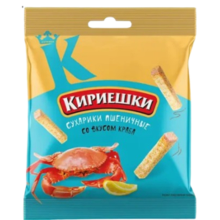 Сухарики кириешки пшеничные Краб 40 гр