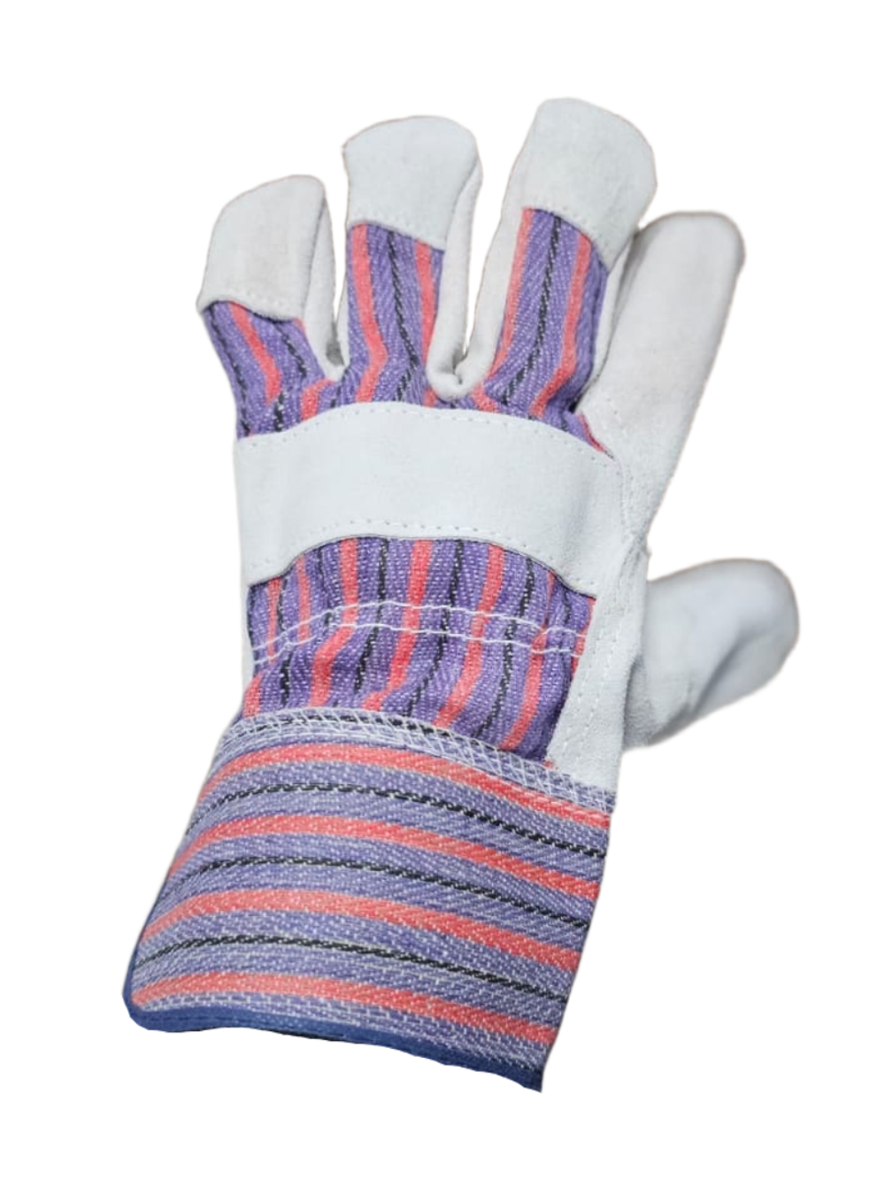 Перчатки рабочие натуральная кожа+ткань полоска Польша