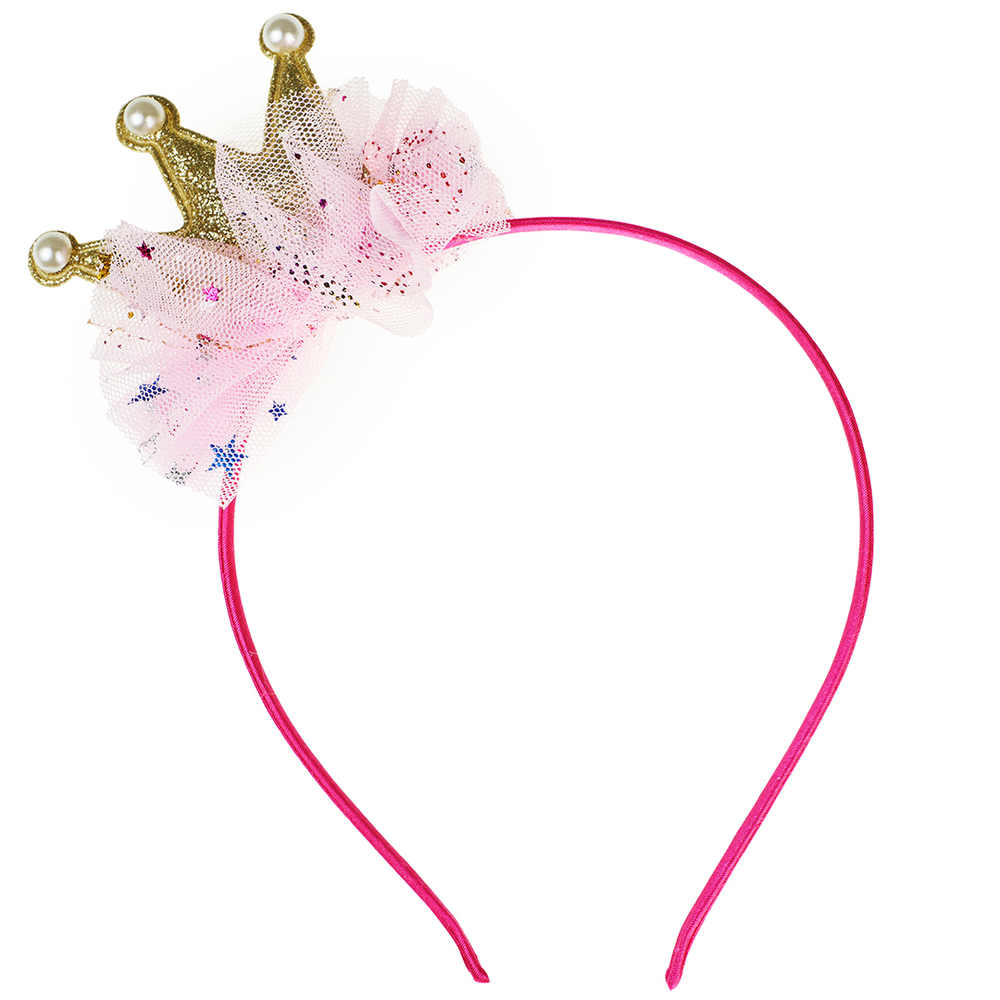 Ободок Нежная Корона Розовый/Золото с блестками