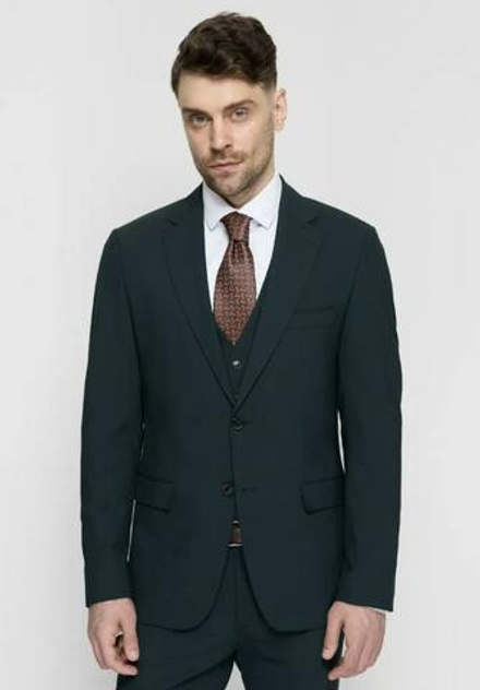 Мужской классический костюм тройка (темно-зеленый) Б7