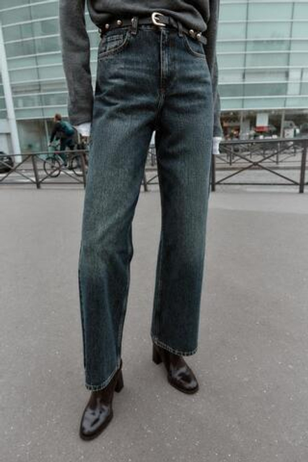 ZARA ДЖИНСЫ Z1975 С ВЫСОКОЙ ТАЛИЕЙ, ПРЯМЫЕ, СУЖЕННЫЕ, С РЕМНЕМ, ИНДИГО