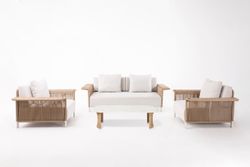 "Мальдивы" лаунж-зона из искусственного ротанга, цвет соломенный