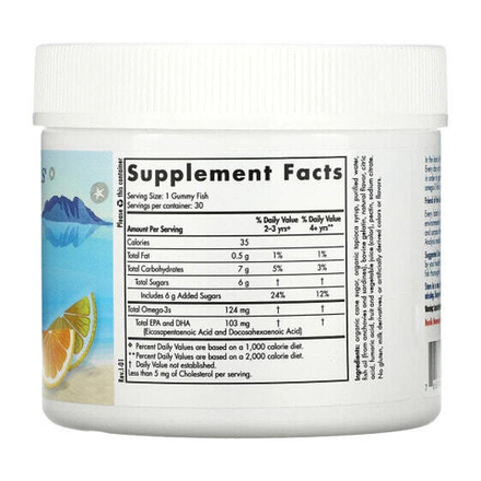 Nordic Naturals, Nordic Omega-3 Gummy Fish, «мандариновые лакомства», 124 мг, 30 жевательная таблеток в форме рыбок