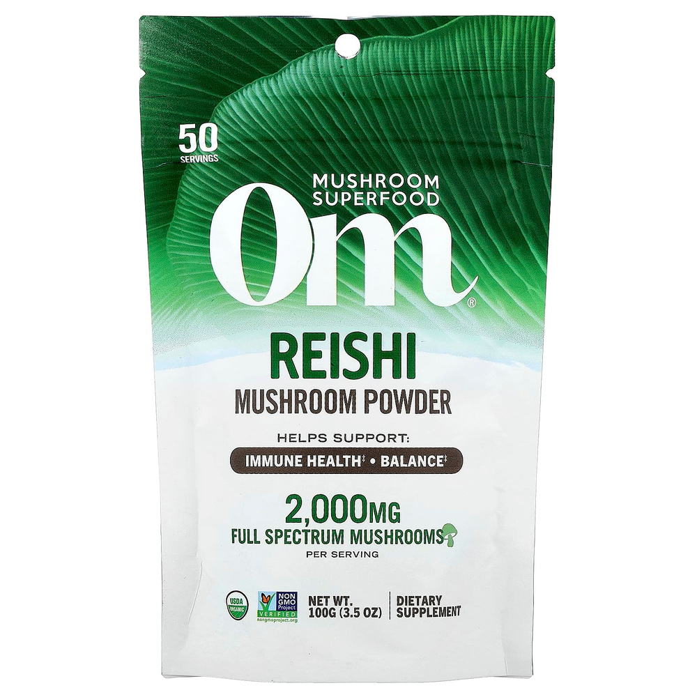 Om Mushrooms, Рейши, Сертифицированный 100% органический грибной порошок, 3,5 унции (100 г)
