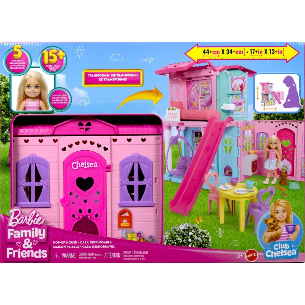 Barbie - Раскладной кукольный домик + кукла Челси + 15 аксессуаров JFW49