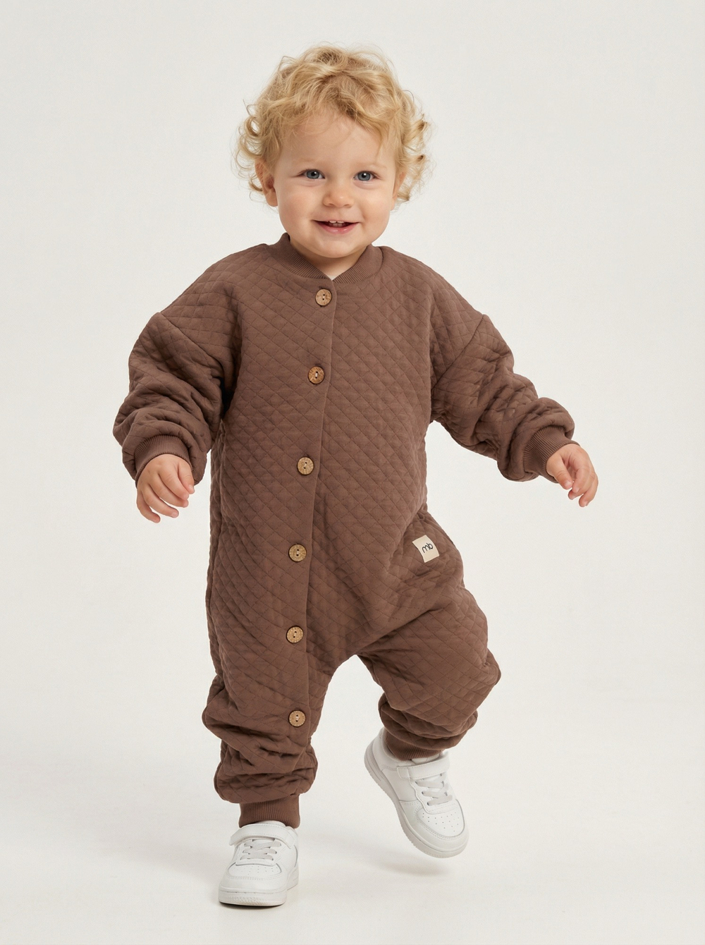 Комбинезон из капитония на пуговицах, Кофейный