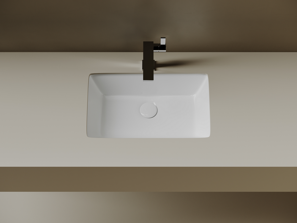 Раковина встраиваемая снизу Ceramicanova Era 525x345x175мм, c отверстием слива - перелива белый, арт.CN15004