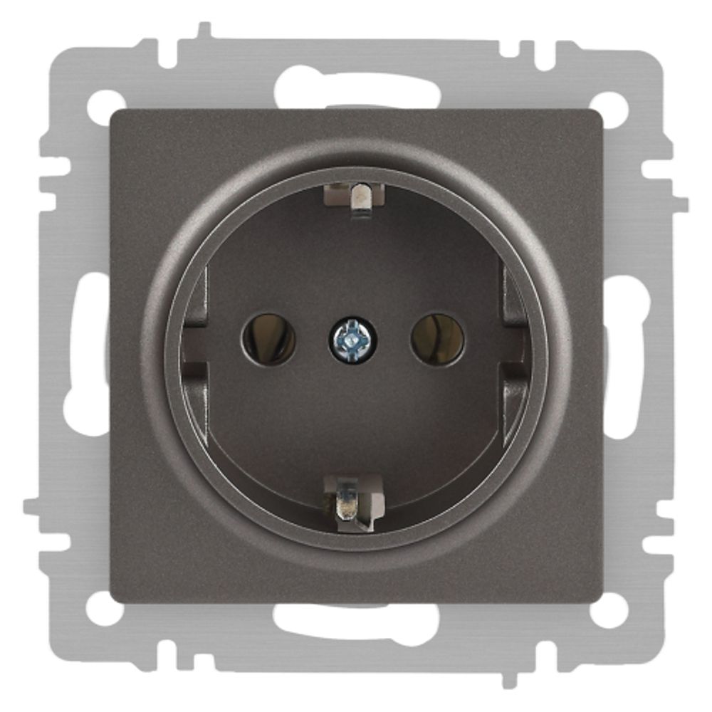 Розетка Intro Accent 6-202-09 2P+E Schuko 16А-250В IP20 СУ AL/CU титан | Intro