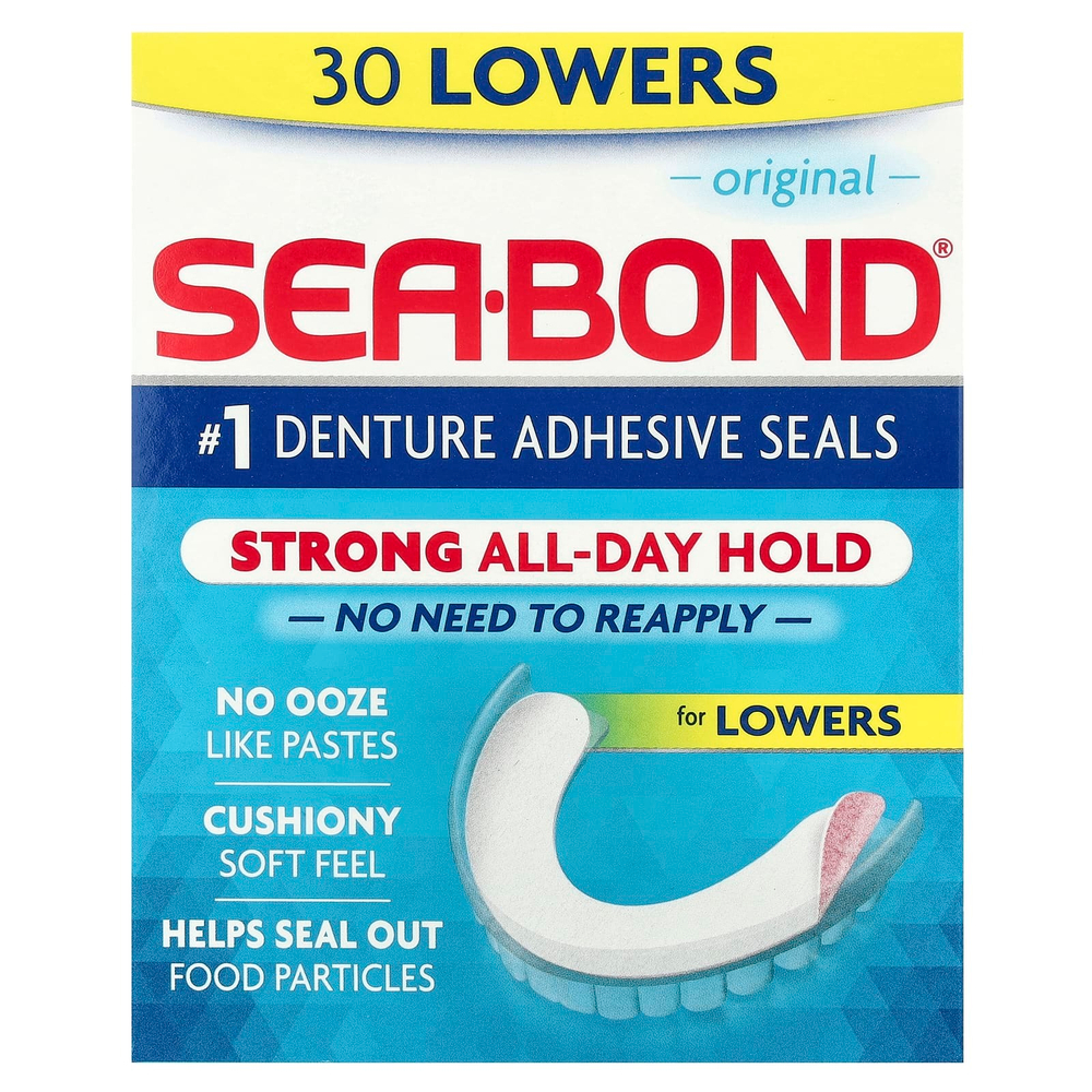SeaBond, Адгезивные пломбы для зубных протезов, оригинальные, 30 шт.