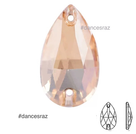 Стразы пришивные, Teardrop, Golden Shadow, 001GS, 16*25mm, (36 ea/pkg), 5A+best, (F2)